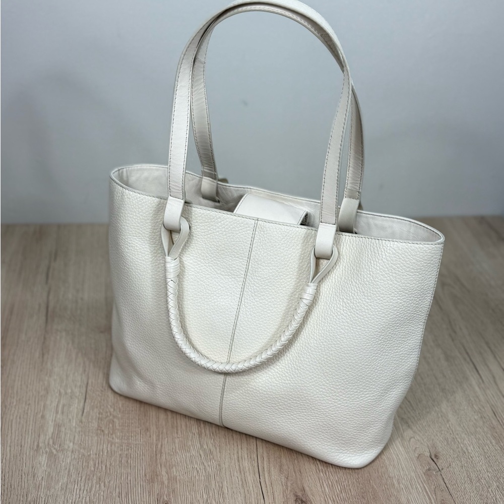 Vince Camuto Leather Creamy White Slone Tote Bag Purse